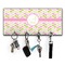Pink & Green Geometric Key Hanger w/ 4 Hooks w/ Name and Initial