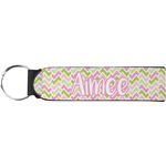 Pink & Green Geometric Neoprene Keychain Fob (Personalized)