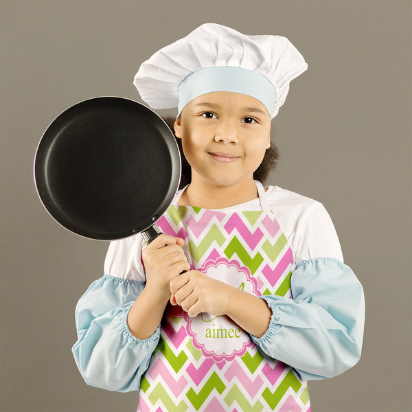 Pink & Green Geometric Kid's Aprons - Medium - Lifestyle