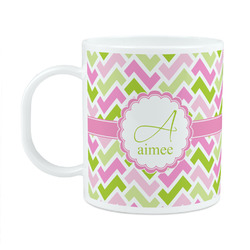 Pink & Green Geometric Plastic Kids Mug (Personalized)