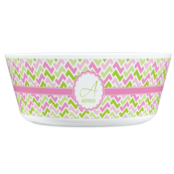 Pink & Green Geometric Kids Bowls - FRONT
