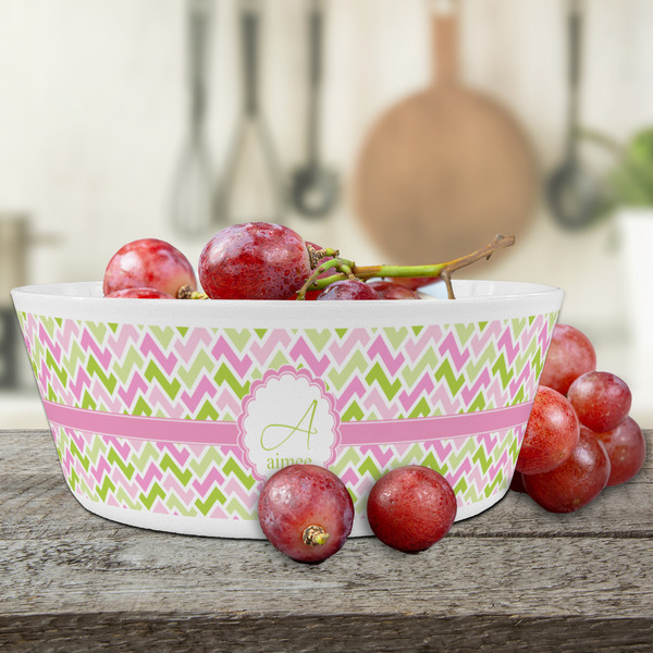 Pink & Green Geometric Kids Bowls - LIFESTYLE