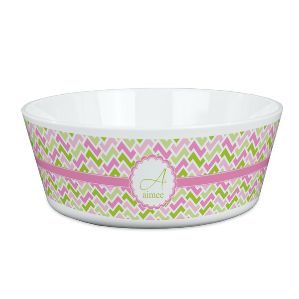 Custom Pink & Green Geometric Kid's Bowl (Personalized)