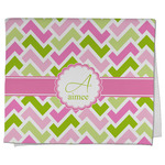Pink & Green Geometric Kitchen Towel - Poly Cotton w/ Name and Initial