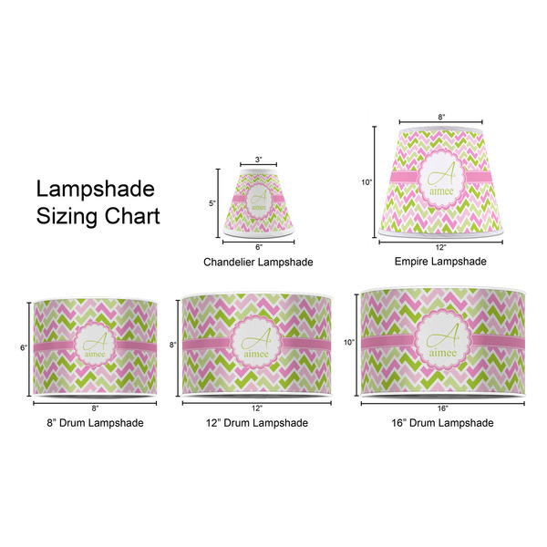 Pink & Green Geometric Lampshade Sizing Chart