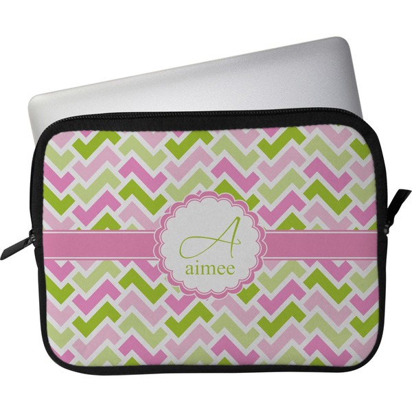 Custom Pink & Green Geometric Laptop Sleeve / Case - 11" (Personalized)