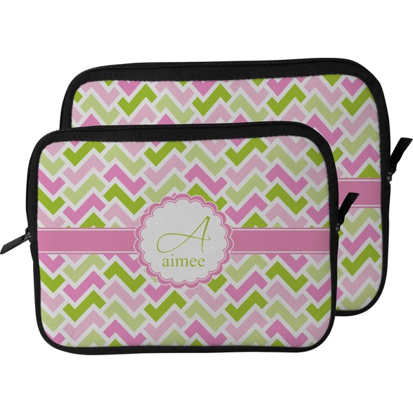 Pink & Green Geometric Laptop Sleeve (Size Comparison)