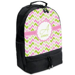 Pink & Green Geometric Backpacks - Black (Personalized)