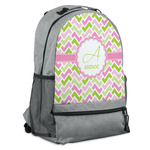 Pink & Green Geometric Backpack - Grey (Personalized)