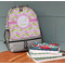Pink & Green Geometric Large Backpack - Gray - On Desk