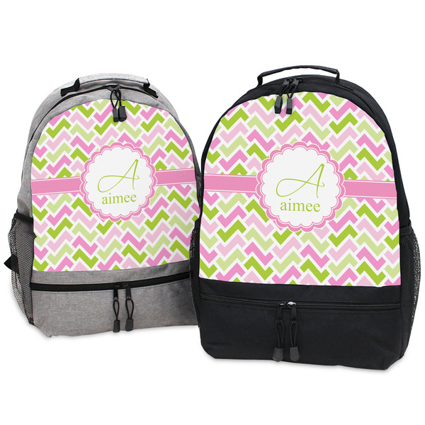 Pink & Green Geometric Large Backpacks - Both