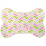 Pink & Green Geometric Bone Shaped Dog Food Mat (Personalized)