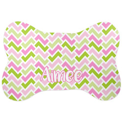 Pink & Green Geometric Bone Shaped Dog Food Mat (Large) (Personalized)