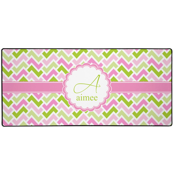 Custom Pink & Green Geometric Gaming Mouse Pad (Personalized)