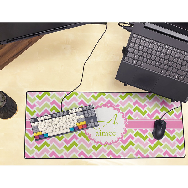 Pink & Green Geometric Large Gaming Mats - LIFESTYLE