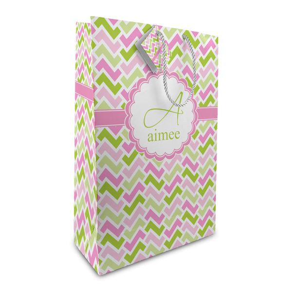 Custom Pink & Green Geometric Large Gift Bag (Personalized)