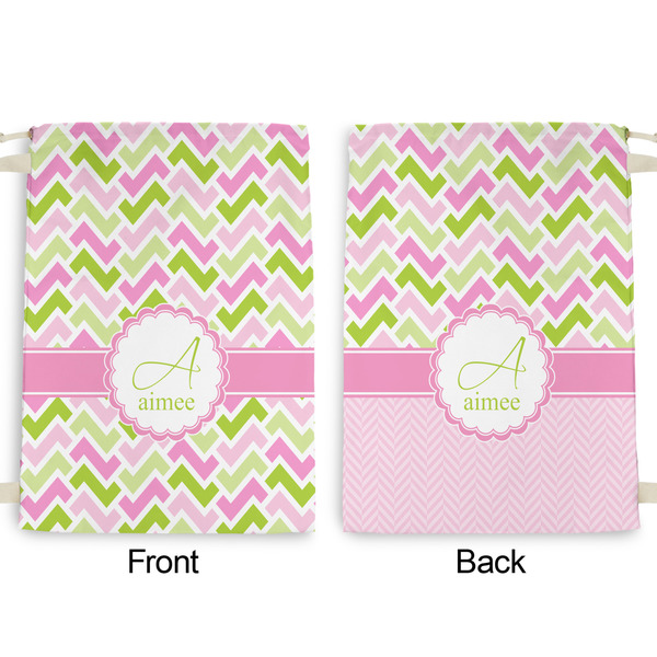 Pink & Green Geometric Large Laundry Bag - Front & Back View