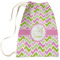 Pink & Green Geometric Large Laundry Bag - Front View