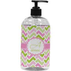 Pink & Green Geometric Plastic Soap / Lotion Dispenser (Personalized)