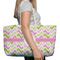 Pink & Green Geometric Large Rope Tote Bag - In Context View