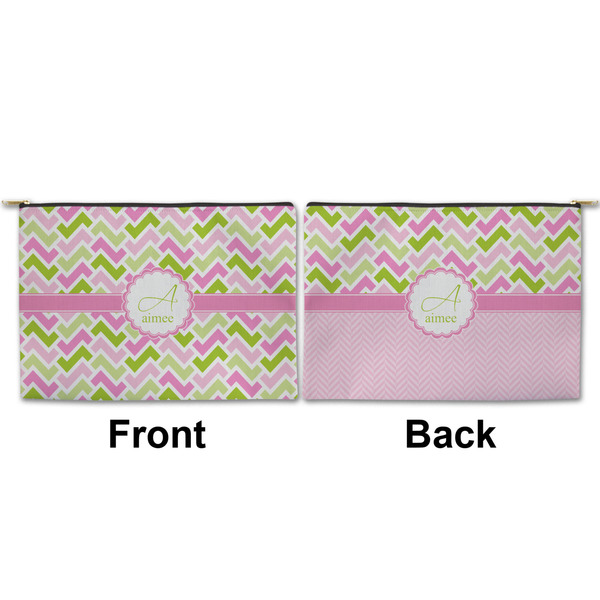 Pink & Green Geometric Large Zipper Pouch Approval (Front and Back)