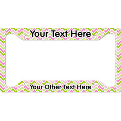 Pink & Green Geometric License Plate Frame - Style A (Personalized)