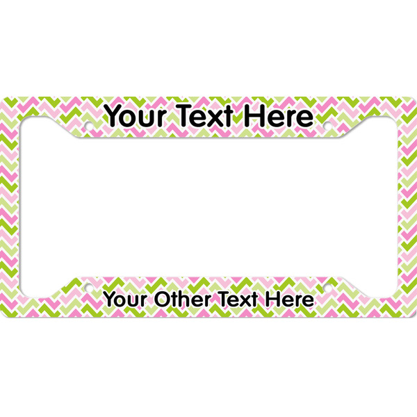 Custom Pink & Green Geometric License Plate Frame - Style A (Personalized)