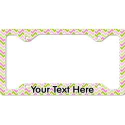 Pink & Green Geometric License Plate Frame - Style C (Personalized)