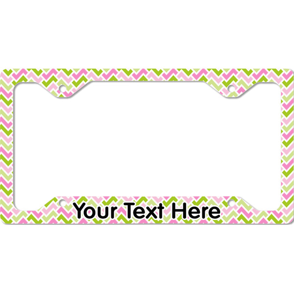 Custom Pink & Green Geometric License Plate Frame - Style C (Personalized)