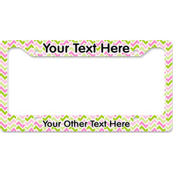 Pink & Green Geometric License Plate Frame - Style B (Personalized)