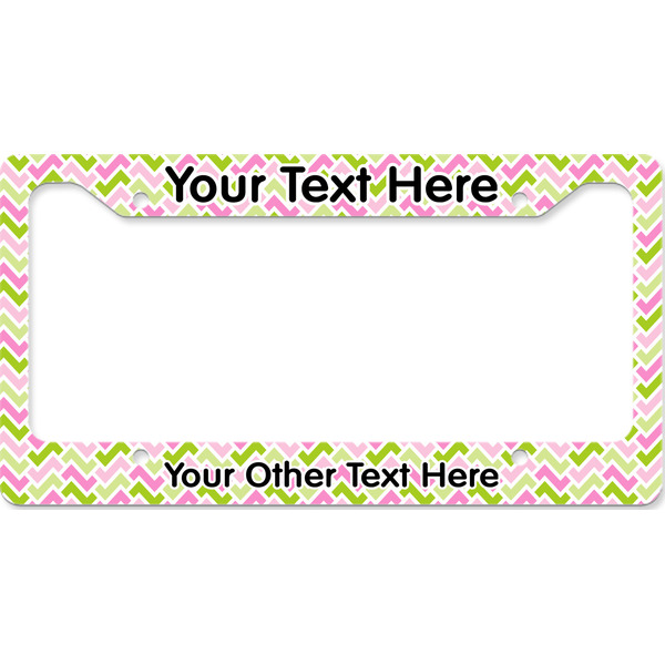 Custom Pink & Green Geometric License Plate Frame - Style B (Personalized)