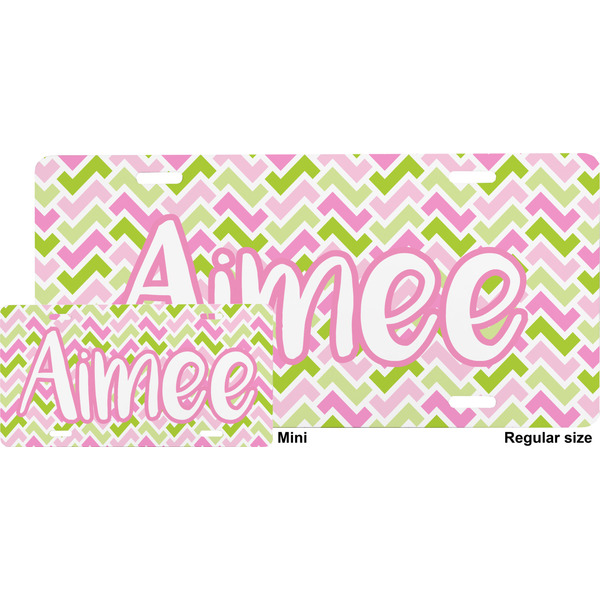 Pink & Green Geometric License Plate (Sizes)