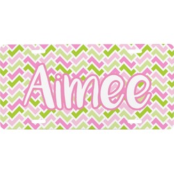 Pink & Green Geometric Front License Plate (Personalized)