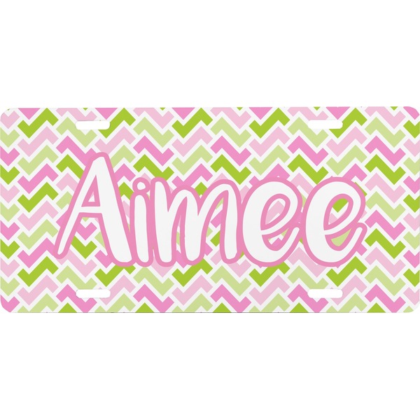 Custom Pink & Green Geometric Front License Plate (Personalized)