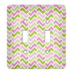 Pink & Green Geometric Light Switch Cover (2 Toggle Plate)