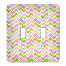 Pink & Green Geometric Light Switch Cover (2 Toggle Plate)