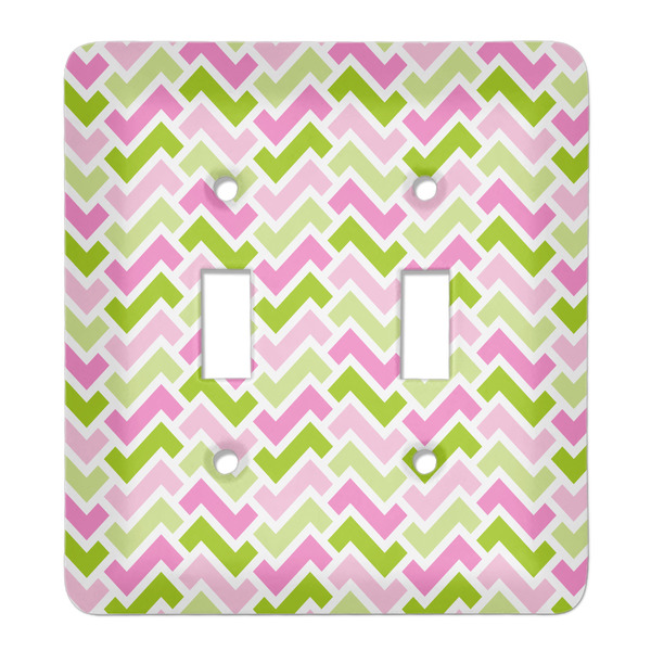 Custom Pink & Green Geometric Light Switch Cover (2 Toggle Plate)