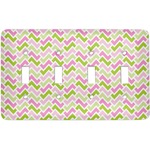 Pink & Green Geometric Light Switch Cover (4 Toggle Plate)