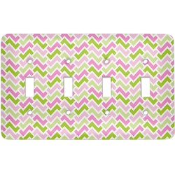 Pink & Green Geometric Light Switch Cover (4 Toggle Plate)