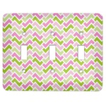 Pink & Green Geometric Light Switch Cover (3 Toggle Plate)