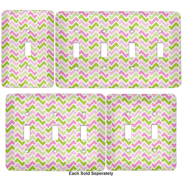Pink & Green Geometric Light Switch Covers all sizes