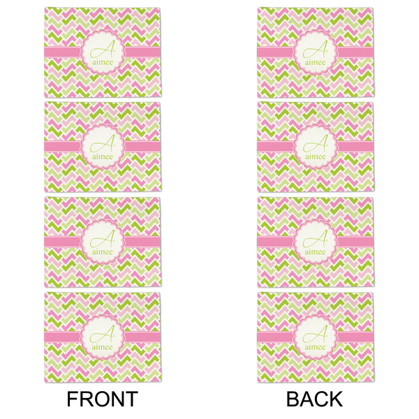 Pink & Green Geometric Linen Placemat - APPROVAL Set of 4 (double sided)