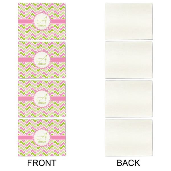 Pink & Green Geometric Linen Placemat - APPROVAL Set of 4 (single sided)