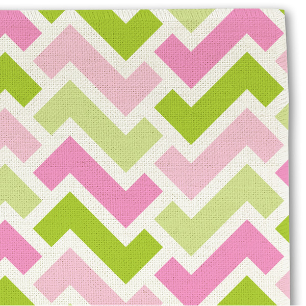 Pink & Green Geometric Linen Placemat - DETAIL
