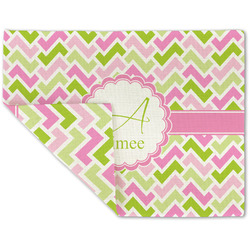 Pink & Green Geometric Double-Sided Linen Placemat - Single w/ Name and Initial