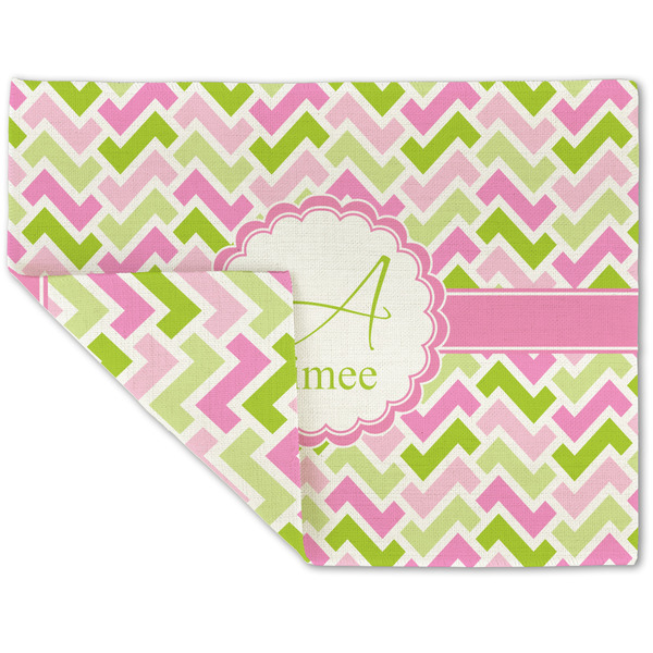 Pink & Green Geometric Linen Placemat - Folded Corner (double side)