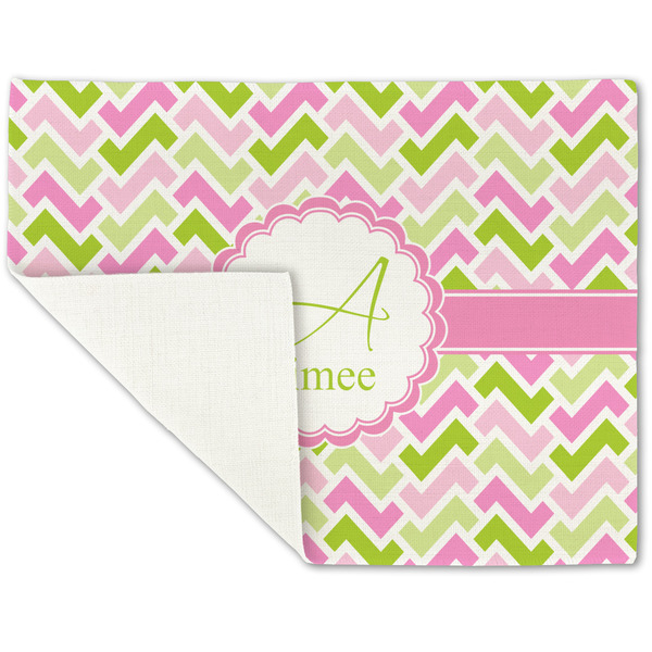 Pink & Green Geometric Linen Placemat - Folded Corner (single side)