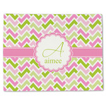 Pink & Green Geometric Single-Sided Linen Placemat - Single w/ Name and Initial
