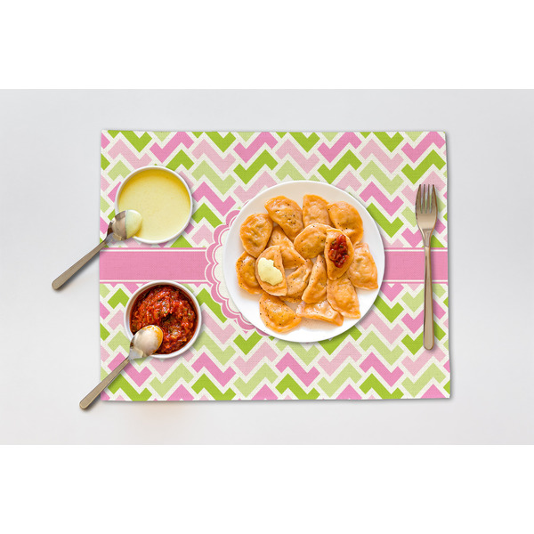 Pink & Green Geometric Linen Placemat - Lifestyle (single)