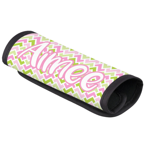 Custom Pink & Green Geometric Luggage Handle Cover (Personalized)